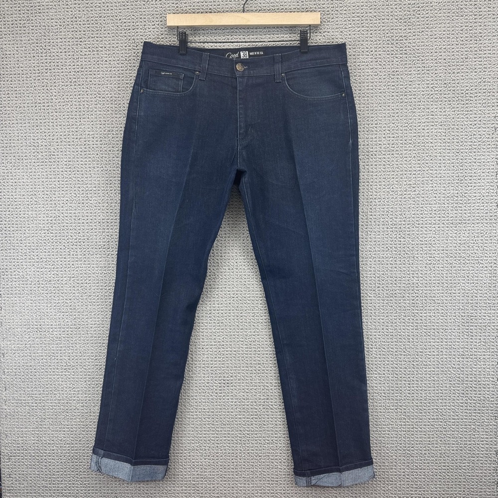 Good Denim Co Jeans Mens‎ 38x31 Dark Wash Slim Fit Stretch Made in USA SR10032